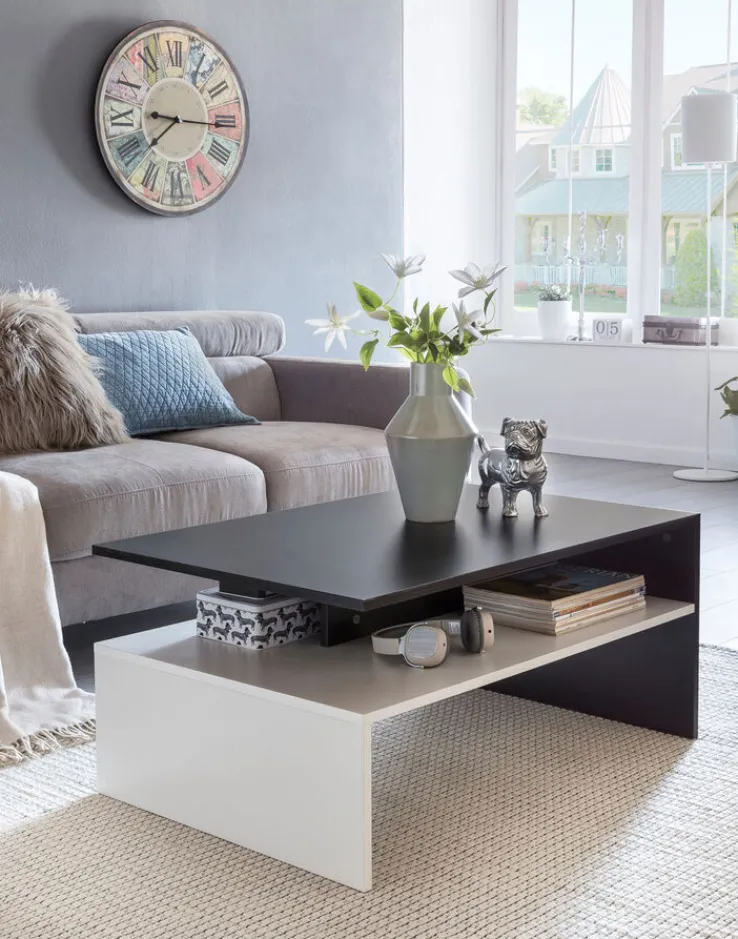 Couchtisch 90 x 60 cm schwarz/ weiß