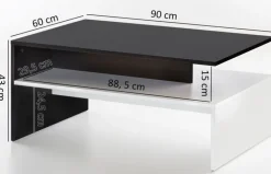 Couchtisch 90 x 60 cm schwarz/ weiß