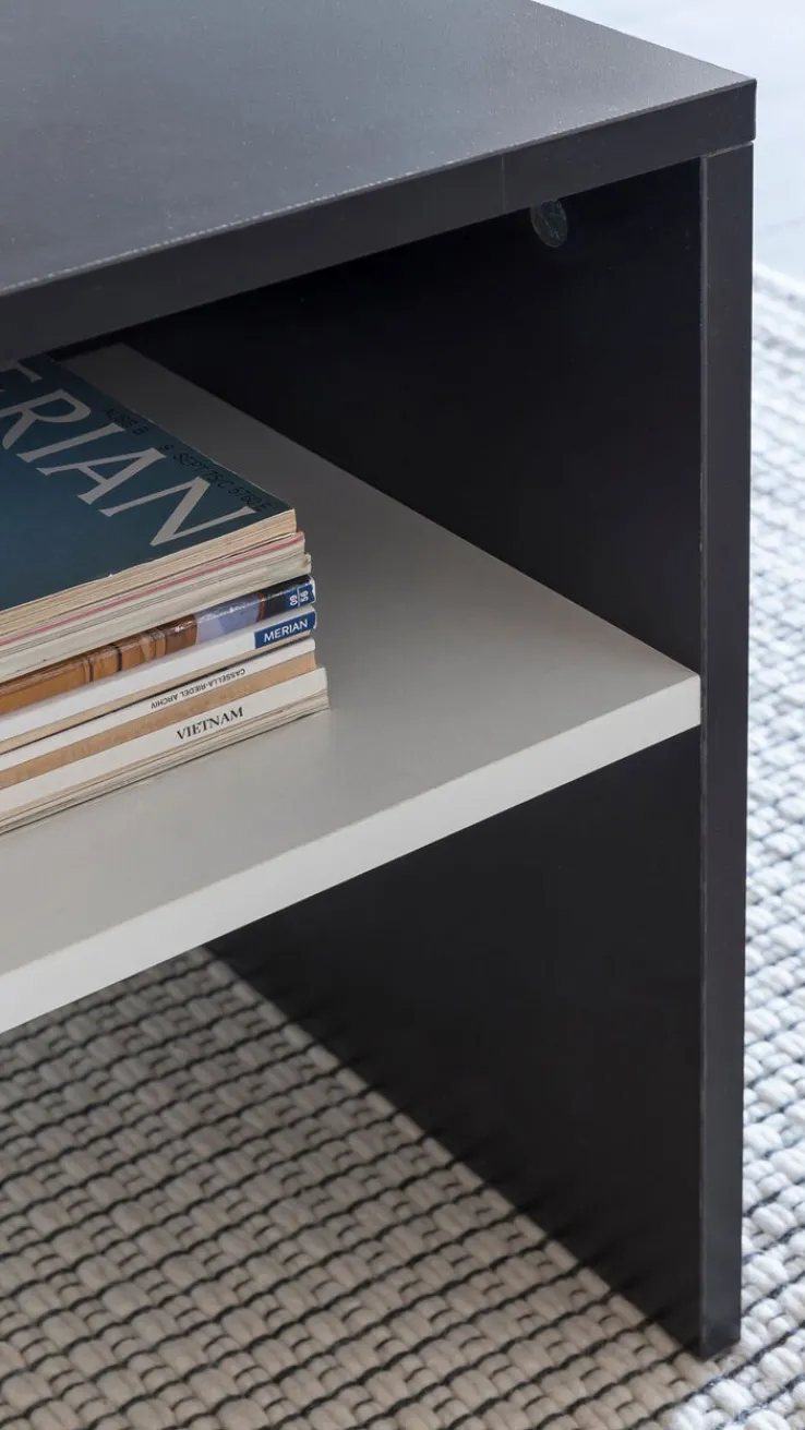 Couchtisch 90 x 60 cm schwarz/ weiß