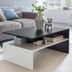 Couchtisch 90 x 60 cm schwarz/ weiß