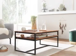 Couchtisch 100 x 60 cm Schwarz/ Akazie massiv