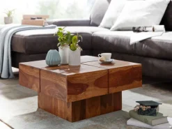 Couchtisch 58 x 58 cm Sheesham massiv