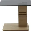 Couchtisch 55 x 55 x 47 cm, Glas, teilmassiv Wildeiche/Grau