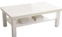 Couchtisch 120 x 45 x 70 cm Holznachbildung in Lack Weiß