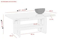 QUARTIER Couchtisch DARIO 110-180 x 68 cm weiß
