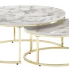 Couchtisch 2er Set Goldfarbig/ Marmor Optik Weiß