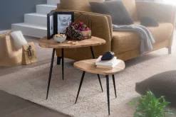 Couchtisch 2er Set Schwarz/ Akazie massiv