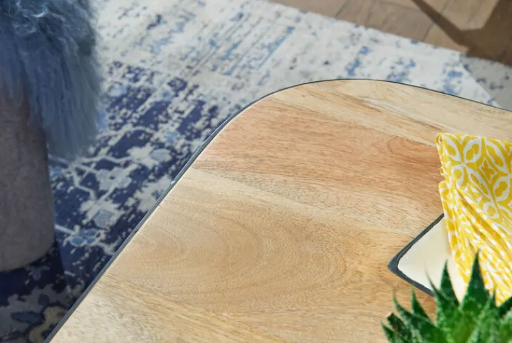 Couchtisch 2er Set Schwarz/ Mango massiv Braun