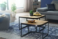 Couchtisch 2er Set Schwarz/ Mango massiv Braun