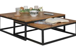 Couchtisch 2er Set Schwarz/ Sheesham massiv