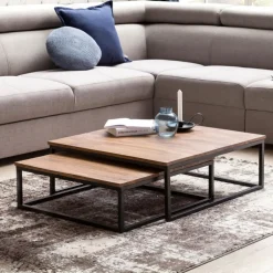 Couchtisch 2er Set Schwarz/ Sheesham massiv