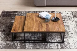 Couchtisch 2er Set Schwarz/ Sheesham massiv