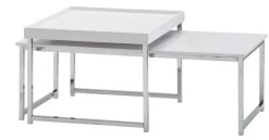 Couchtisch 2er Set Silberfarbig/ Weiß