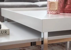 Couchtisch 2er Set Silberfarbig/ Weiß