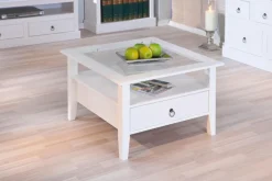 Couchtisch HENRY 75x45x75 cm Massivholz Kiefer weiß