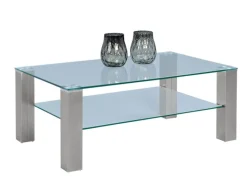 QUARTIER Couchtisch KEVIN 105x65 cm Metall Edelstahl gebürstet