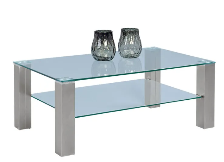 QUARTIER Couchtisch KEVIN 105x65 cm Metall Edelstahl gebürstet