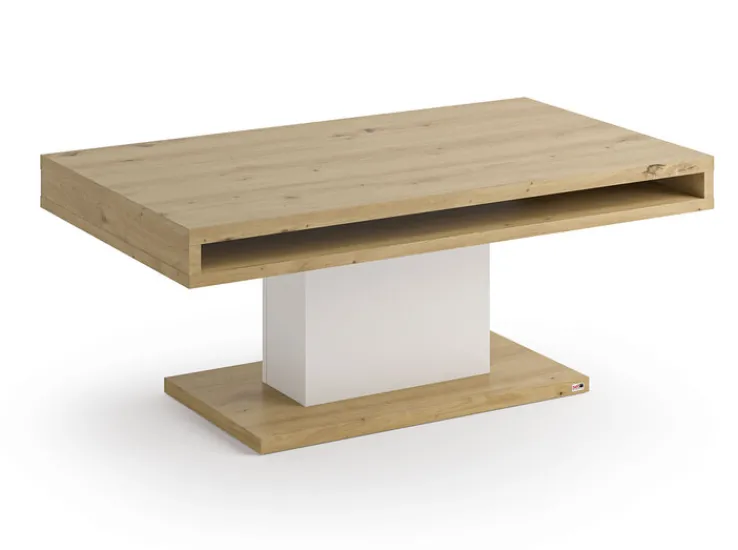 QUARTIER Couchtisch LANCASTER 110 x 65 cm Eiche Artisan weiß