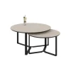 Couchtisch LESSA 2er Set, Holznachbildung/Metall, 80 x 80 x 45 cm, 60 x 60 x 40 cm, melaminbeschichtet/pulverbeschichtet, rund
