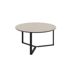 Couchtisch LESSA 2er Set, Holznachbildung/Metall, 80 x 80 x 45 cm, 60 x 60 x 40 cm, melaminbeschichtet/pulverbeschichtet, rund