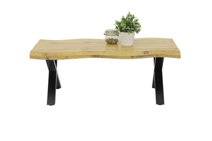 QUARTIER Couchtisch Lewis 110x60 cm - Wildeiche Nachbildung - X-Gestell Metall braun/schwarz