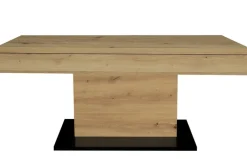 QUARTIER Couchtisch LIFT 110x60 cm Vulkanschwarz Supermatt / Asteiche Dekor
