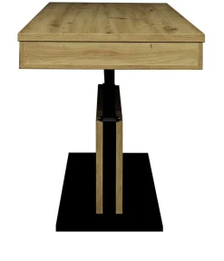 QUARTIER Couchtisch LIFT 110x60 cm Vulkanschwarz Supermatt / Asteiche Dekor