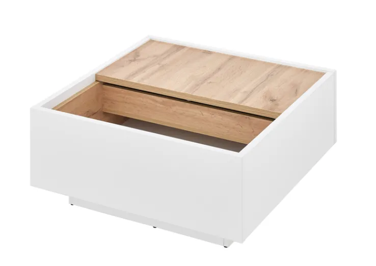 Couchtisch LONG ISLAND 75x75 cm Weiss matt/Wotan Eiche Dekor