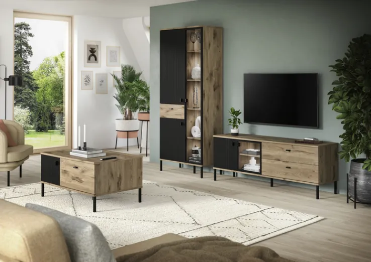 QUARTIER Couchtisch Lou 100 x 60 x 48 cm Nox Oak Nachbildung Braun