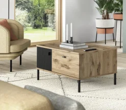 QUARTIER Couchtisch Lou 100 x 60 x 48 cm Nox Oak Nachbildung Braun