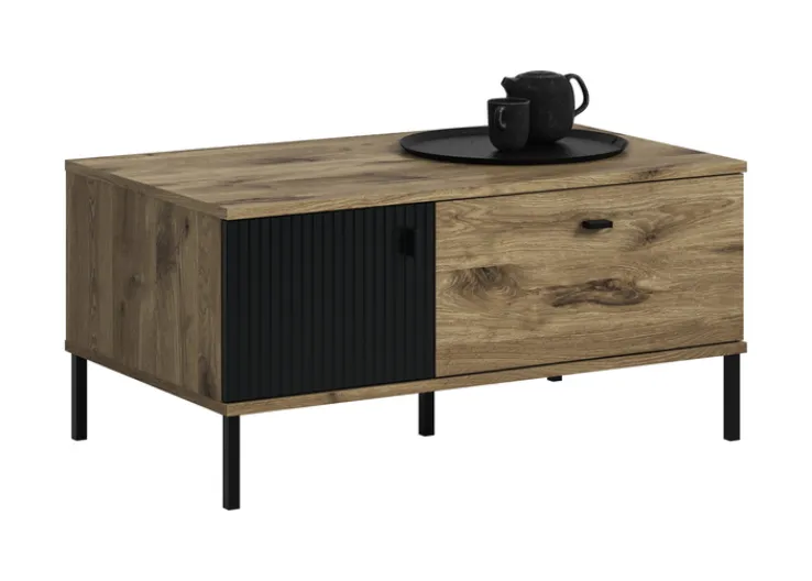 QUARTIER Couchtisch Lou 100 x 60 x 48 cm Nox Oak Nachbildung Braun