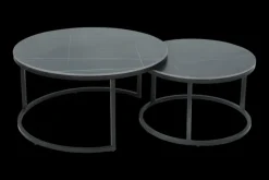 Couchtisch LUIS II 2er Set rund 80x41/60x37 cm Marmor-Optik schwarz matt/ Gestell schwarz