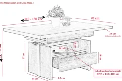 Couchtisch NOAH 110(150) x 70 cm Artisan-Eiche-Dekor braun/schwarz