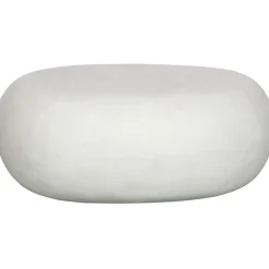 Couchtisch PEBBLE 65x49 cm oval Betonoptik Weiß