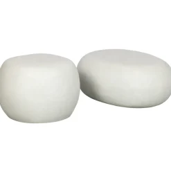 Couchtisch PEBBLE 65x49 cm oval Betonoptik Weiß