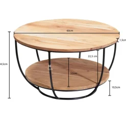 Couchtisch rund 60 cm Akazie massiv