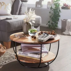 Couchtisch rund 60 cm Akazie massiv