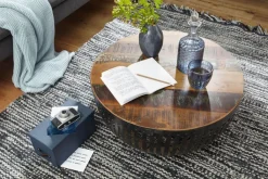 Couchtisch rund 70 cm braun/ schwarz