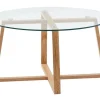 Couchtisch rund 78 cm Eiche/ Klarglas