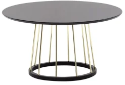 Couchtisch rund 80 cm Goldfarbig/ Schwarz
