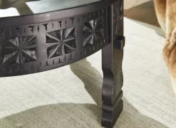 Couchtisch rund 60 cm Mango massiv Schwarz