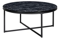 Couchtisch rund 80 cm Schwarz/ Marmor Optik Schwarz