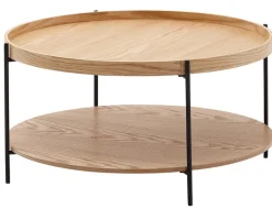 Couchtisch rund 78 cm Schwarz/ Eiche