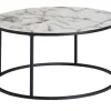 Couchtisch rund 80 cm Schwarz/ Marmor Optik Weiß