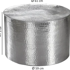 Couchtisch rund 61 cm Silberfarbig