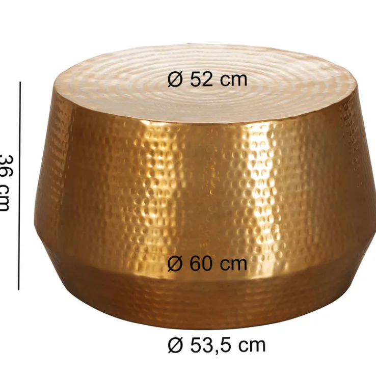 Couchtisch rund 60 x 36 cm Goldfarbig