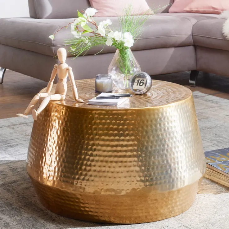 Couchtisch rund 60 x 36 cm Goldfarbig