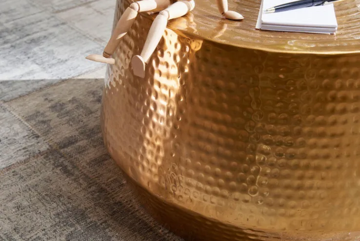 Couchtisch rund 60 x 36 cm Goldfarbig