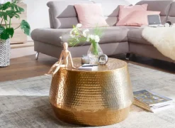 Couchtisch rund 60 x 36 cm Goldfarbig