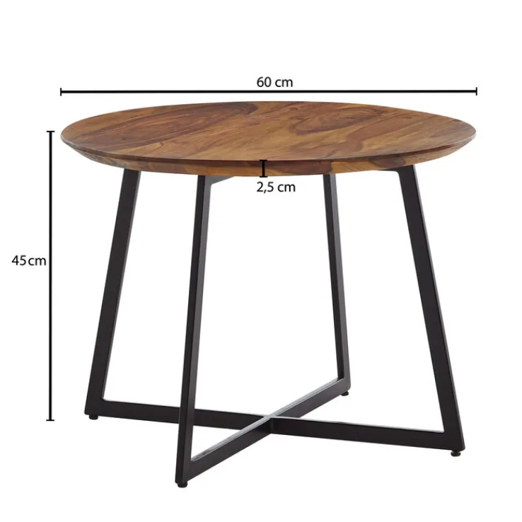 CASAVANTI Couchtisch rund 60 x 45 cm Sheesham massiv/Schwarz